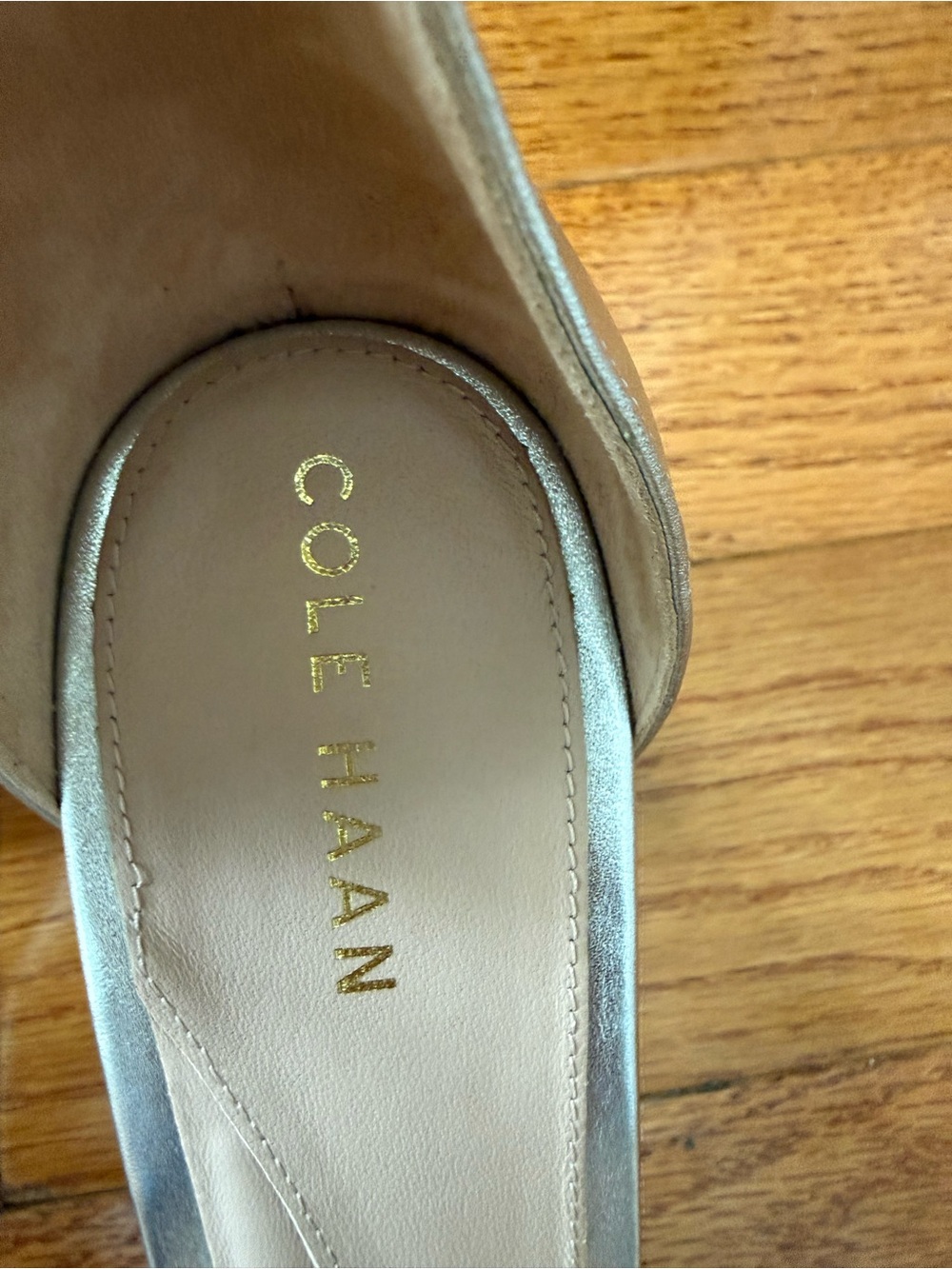 Cole Haan Metallic Silver Block Heel Sandals - Picture 4 of 6
